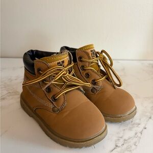 Kids Brown Boots with Yellow Laces